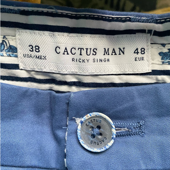 Cactus Man Ricky Singh Blue Flat Front Men's Shorts SIze 38 - Picture 9 of 9